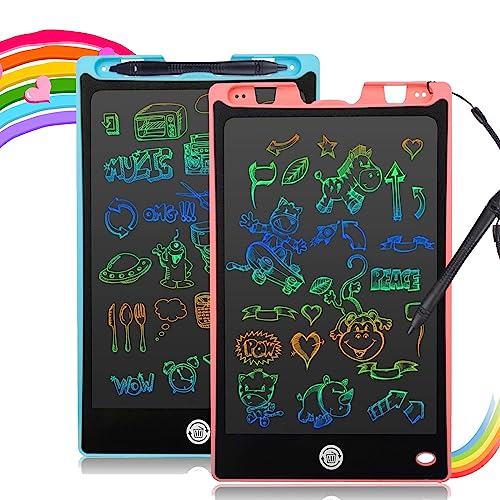 LCD Writing Tablet 2 Pack, 8.8 Inch Doodle Board Colorful Drawing Pad for Kids, Skidwedy Erasable Electronic Painting Pads, Learning Educational Toy Gift for 3+ Years Old Girls Boys Toddlers by Skidwedy