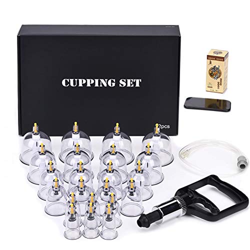 Cupping Set Professional Chinese Acupoint Cupping Therapy Sets, Suction Hijama Cupping Set with Vacuum Magnetic Pump Cellulite Cupping Massage Kit 22-Cup by MUCHOO
