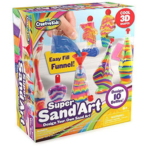 Creative Kids Sand Art Activity Kit for Kids - 10 Sand Art Bottles and 10 Colored Cool Sand Bags + Glitter Sand - Create Your Own Sand Art - DIY Arts & Crafts Gifts for Kids Boys Girls Age 6+ from Creative Kids