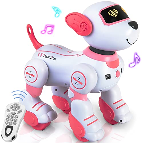 Remote Control Robot Dog for Kids, Programmable Interactive & Smart Dancing Walking RC Robot Dog Toys with Touch Function, Voice Control, Electronic Dog Pets Toys Gifts for Boys Girls Age 3+ï¼Pinkï¼ from DDMEEDE