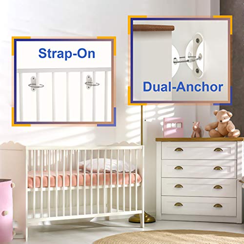 Furniture Anchors (10 Pack) 2022 Upgraded Furniture Straps for Baby Proofing, Secure 400 Pound Furniture Prevent Falling Anti Tip Earthquake Straps for Child Safety by 4our Kiddies