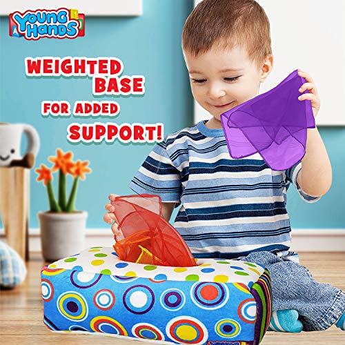 Sensory Pull Along Toddler Infant Baby Tissue Box - Colorful Juggling Rainbow Dance Scarves for Kids STEM Montessori Educational Manipulative Preschool Learning Toys â 5 Month 1-2-Year-Old Activities by Creative Kids