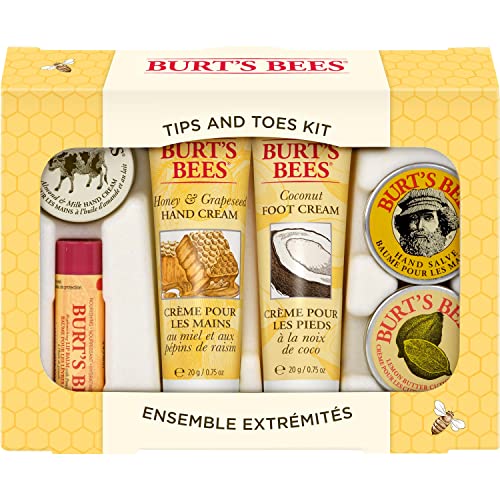Burt's Bees Tips and Toes Kit Gift Set, 6 Travel Size Products in Gift Box - 2 Hand Creams, Foot Cream, Cuticle Cream, Hand Salve and Lip Balm by Burt's Bees, Inc.