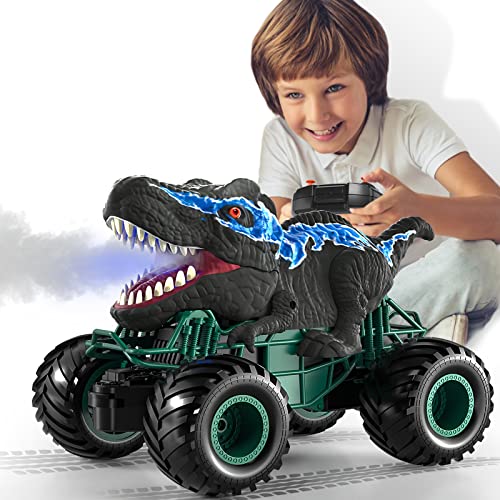 Bennol 2.4GHz Remote Control Dinosaur Car Toys for Kids Boys, RC Dino Car Toys with Light, Sound & Spray, Indoor Outdoor All Terrain Electric RC Car Toys Gifts for 3 4 5 4-7 8-12 9 10 11 12 Boys Kids by Zhanda