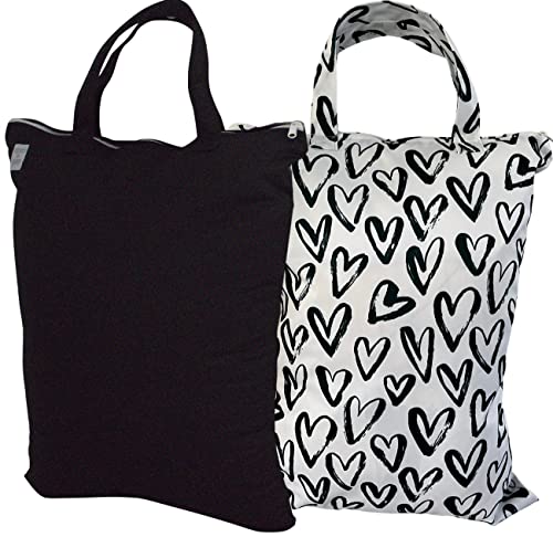 MOM & BAB Wet Bags (Hearts & Black) by 