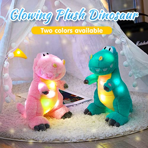Houwsbaby LED Glowing Night Light Dinosaur Stuffed Animal Soft Kawaii Plush Toy Hugging Gifts for Kids Boys Girls Decoration Holiday Birthday Present,13'' ,Green by Houwsbaby