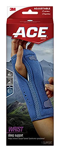 ACE Night Wrist Sleep Support, Adjustable, Blue, Helps Provide Relief from Symptoms of Carpal Tunnel Syndrome, and other Wrist Injuries by 3M