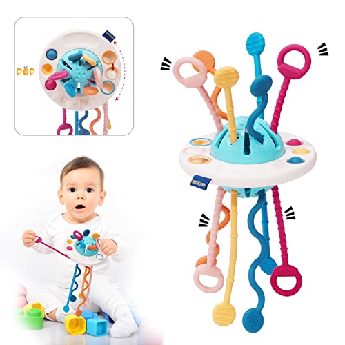 Montessori Toys for 1 2 Year Old Baby Sensory Toys & Teething Toys 6 to 12 Months Pull String Toddler Toys Food Grade Silicon Fine Motor SkillsToys Baby Girl Boy Gifts for 3, 6, 9, 12 , 18 Months by COUOMOXA