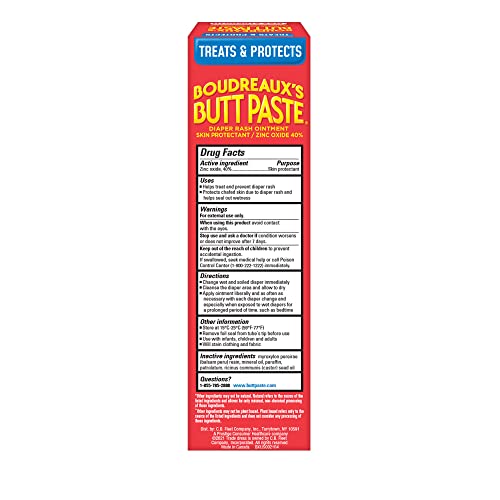 Boudreaux's Butt Paste Diaper Rash Ointment Maximum Tube Paraben Preservative Free, Max Strength, 4 Ounce from Prestige Consumer Healthcare