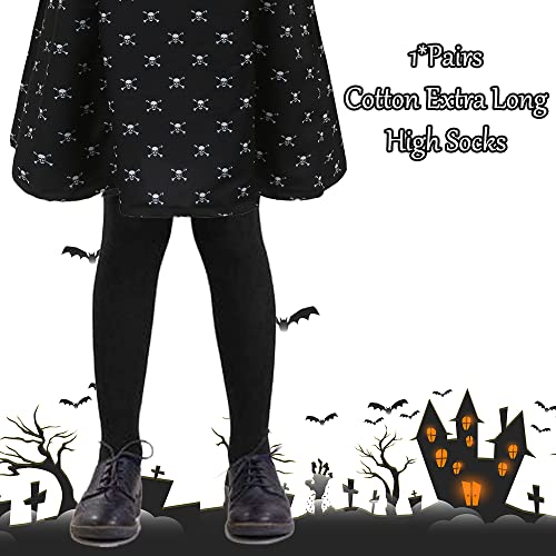Girls Wednesday Addams Costume Dress Kids Halloween Costumes with High Socks Skull Printed Long Sleeve Pugsley Cosplay OU039S from 