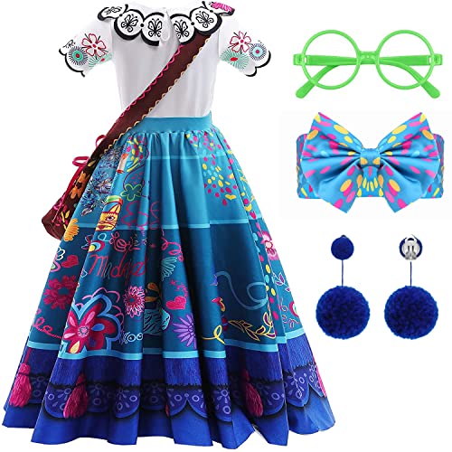 YOJOJOCO Encanto Dress Costume for Girls Mirabel Dress Up for Kids Toddler Isabella Halloween Costume Outfits Cosplay from 