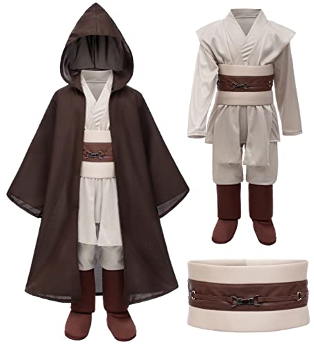 TOGROP 4 PCS Knight Costume for Kids Tunic Uniform Robe Pants Belt Outfit Boys Cosplay 6-7 Years Brown by TOGROP