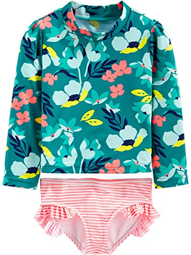 Simple Joys by Carter's Girls' 2-Piece Assorted Rash guard Sets, Floral/Green, 24 Months from Simple Joys by Carter's