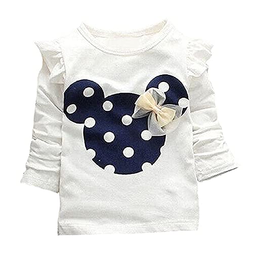 Cute Toddler Baby Girls Clothes Set Long Sleeve T-Shirt and Pants Kids 2pcs Outfits(White+Navy,2T) by 