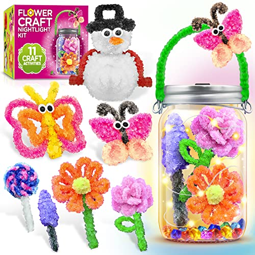 Arts and Crafts Kit for Girls Ages 8-12. Craft Your Own Crystal Night Light - Holiday Gift Set for 6,7,8-12 Year Old Girls. Cute Girls Toy from Learn & Climb
