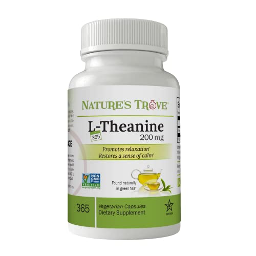 L-Theanine 200mg Super Value Size - 365 Vegetarian Capsules from Nature's Trove