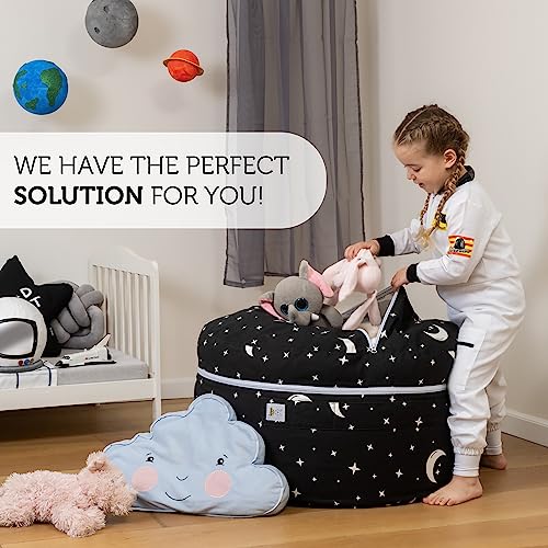 2 Sizes in 1 Large Bean bag Stuffed Animal Storage | XL Jumbo Ottoman for Soft Toys, Plush Toys | Giant Pouf Organizer for Linens, Quilts, Pillows | 300 L. / 80 Gal. | 42" (Starry night) by Mescalito Ltd.
