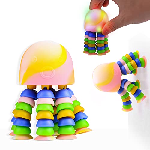 4-8 Kids Party Favors Toy - with LED Light Up-Rainbow Stress Reliever Hand Toy Reliever Office Desk Toy for Adults and Kids Autism ADHD Special Needs by NAKTOW