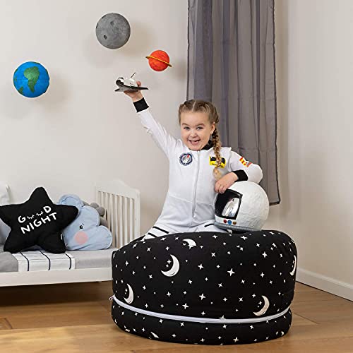 2 Sizes in 1 Large Bean bag Stuffed Animal Storage | XL Jumbo Ottoman for Soft Toys, Plush Toys | Giant Pouf Organizer for Linens, Quilts, Pillows | 300 L. / 80 Gal. | 42" (Starry night) by Mescalito Ltd.