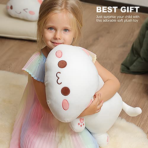 Cute Kitten Plush Toy Stuffed Animal Pet Kitty Soft Anime Cat Plush Pillow for Kids (White A, 20") from Onsoyours