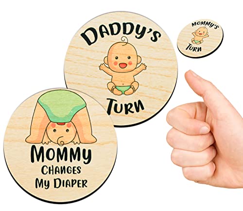 New Parent Decision Challenge Coin 2 Pcs Wooden Funny Pregnancy Gifts for First Time Moms Baby Flip Coin Set by EnjoyMyDesign
