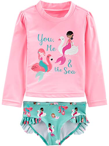 Simple Joys by Carter's Girls' 2-Piece Assorted Rash guard Sets, Pink Mermaid, 18 Months from Simple Joys by Carter's