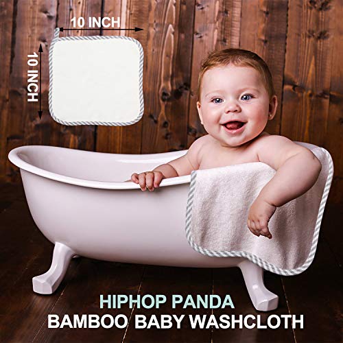 Hypoallergenic Bamboo Baby Washcloths - 2 Layer Ultra Soft Absorbent Bamboo Towel - Newborn Bath & Face Towel - Washcloths for Delicate Skin - Boy Girl Shower Gift (Gray Stripe, 6 Pack) by HIPHOP PANDA