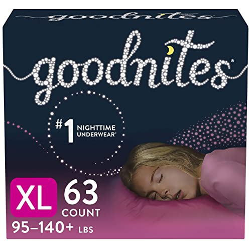 Goodnites Nighttime Bedwetting Underwear, Girls' XL (95-140 lb.), 63ct, FSA/HSA-Eligible by Kimberly-Clark Corp.
