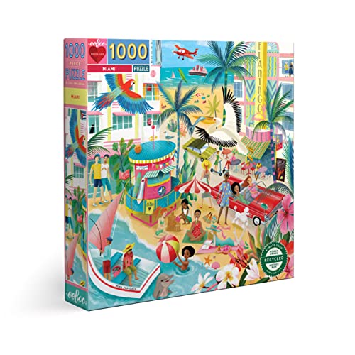 eeBoo Piece and Love Miami 1000 Piece Adult Square Jigsaw Puzzle by eeBoo