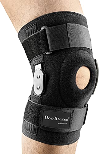 DocBraces - Hinged Knee Brace for Knee Pain, Adjustable Compression Knee Support Brace for Men & Women, Open Patella Knee Wrap for Swollen,Meniscus Tear,ACL,PCL,Joint Pain Relief,Injury Recovery. DB44 from Docbraces