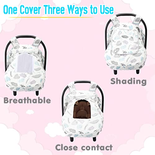 Baby Car Seat Canopy, Breathable Car Seat Covers for Boys Girls with 3D Minky, Thick Infant Car Canopy for Spring Summer Autumn Winter, Kick-Proof Universal Fit, Snug Warm (Leaf) by FANCYWOLF