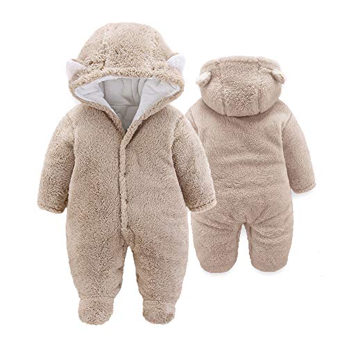 XMWEALTHY Unisex Baby Clothes Winter Coats Cute Newborn Infant Jumpsuit Snowsuit Bodysuits Baby Gifts Girl Boy Khaki S from XMWEALTHY