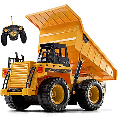 Top Race Remote Control Construction Dump Truck Toy, RC Dump Truck Toys, Construction Toys Vehicle, RC Truck Toys for 8,9,10,11,12 Year Old Boys and up, Toy Trucks 1:18 Scale, TR-112 from Top Race
