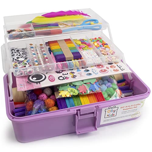 Olly Kids Arts and Crafts Supplies Set- 1000+ Pieces Giftable Craft Box for Kids: DIY Craft Supplies for Toddlers, School Project, and Homeschool by Olly Kids