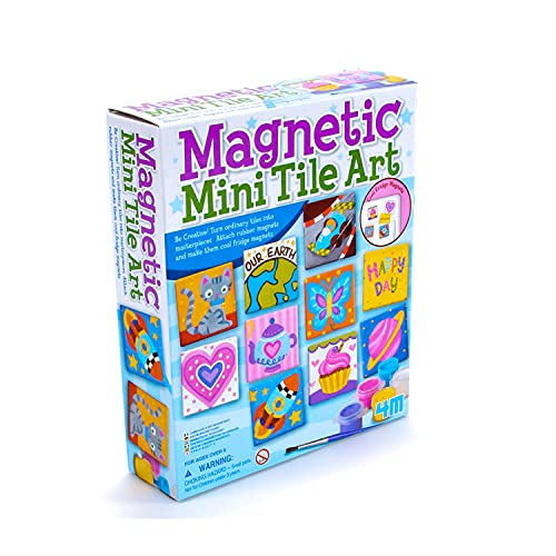 4M 4563 Magnetic Mini Tile Art - DIY Paint Arts & Crafts Magnet Kit for Kids - Fridge, Locker, Party Favors, Craft Project Gifts for Boys & Girls from 4M