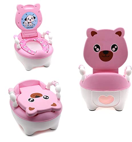 HTTMT- Baby Kids Pink Bear Portable Potty Training Toilet Seat With Pad Toddler Lovely Toilet Comfortable Soft Seat Stool Chair [P/N: ET-BABY003-PINK] by HTT