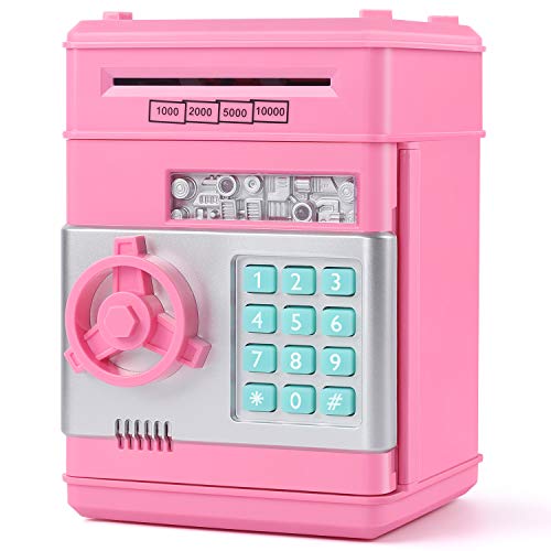KMiKE Electronic Piggy Bank for Kids Cash Coin Cartoon ATM Money Saver Coin Bank for Kids with Password Great Gift Toy for Kids Children (Pink) by KMiKE