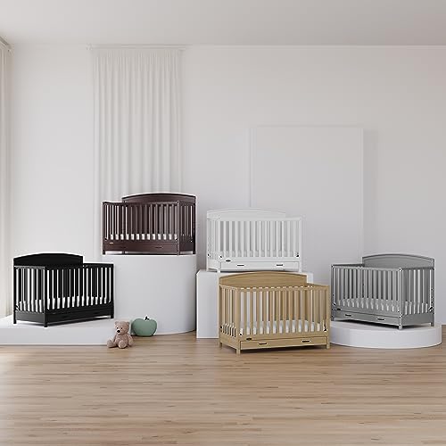 Graco Benton 4-in-1 Convertible Crib (Pebble Gray) Solid Pine and Wood Product Construction, Converts to Toddler Bed, Day Bed, and Full Size Bed (Mattress Not Included) from Storkcraft