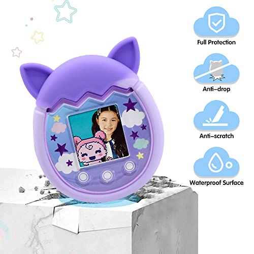 2 Pack Silicone Case for Tamagotchi Pix Virtual Pet Game Machine,Protective Sleeve Shell Cover for Tamagotchi Pix with Hand Strap(Purple+Pink) by weegin-us
