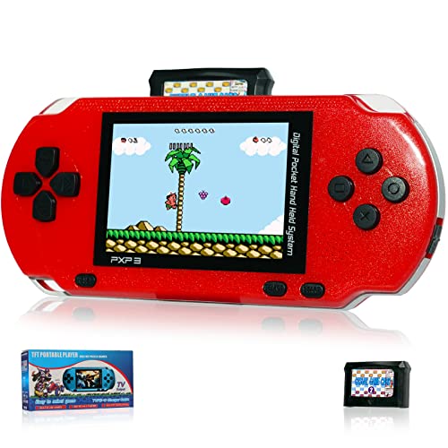 YUAN PLAN Handheld Game Console for Children, 288 Retro Classic Games 3.0" LCD Screen Portable TV Output Video Game Player with Type-C Port Rechargeable Battery and Two Game Cartridges for Kids Red from YUAN PLAN