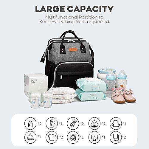 Yoofoss Baby Diaper Bag Backpack, Large Baby Bag Multifunction Diaper Backpack for Baby Girls Boys with USB Charging Port Stroller Straps, Baby Registry Search, Newborn Baby Essential Gifts, Black from 