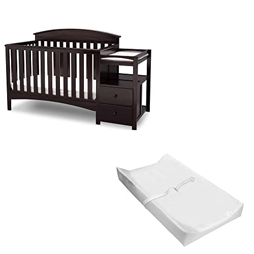 Delta Children Abby Convertible Crib 'N' Changer + Changing Pad and Cover [Bundle], Dark Chocolate by 