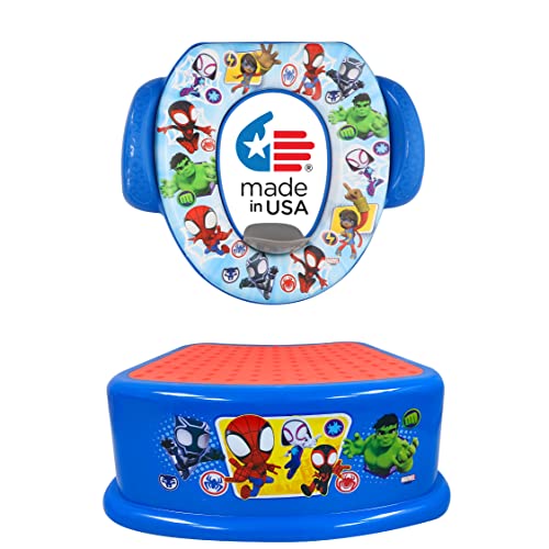 Spidey and His Amazing Friends"Team Up" 2 Piece Essential Potty Training Set - Soft Potty Seat, Step Stool from Ginsey Industries