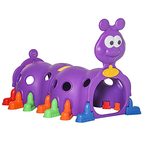 Qaba Caterpillar Climbing Tunnel for Kids Climb-N-Crawl Toy Indoor & Outdoor Toddler Play Structure for 3-6 Years Old, Purple by Aosom LLC
