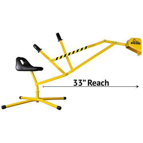 Reeves International The Big Dig Sandbox Digger Excavator Crane with 360Â° Rotation with Base, Great for Sand, Dirt and Snow | Steel Outdoor Play | Beach Toy | Yellow | Age 3+ from The Big DigÂ®