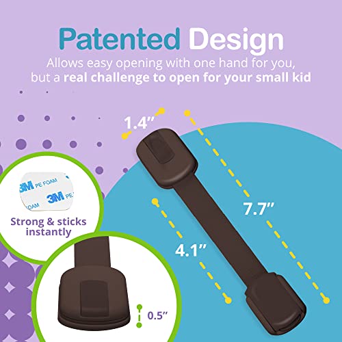 WONDERKID Adjustable, Reusable Child Safety Locks - Latches to Baby Proof Cabinets, Doors & Appliances (Brown) by WONDERKID SAFETY PRODUCTS