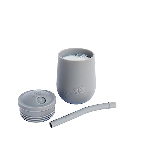 ezpz Mini Cup + Straw Training System - 100% Silicone Training Cup for Infants + Toddlers - Designed by a Pediatric Feeding Specialist - 12 Months+ (Gray) from ez pz