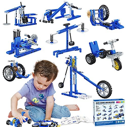 Mechanical Building Toys for Boys, 50 STEM Projects for Kids Ages 8-12 with 325 PCS Building Blocks, STEM Toys for Creative Kids Game, Science/STEM Activity Kit, Birthday Xmas Gifts for Kids 6+ by Caferria