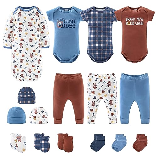 The Peanutshell Newborn Clothes & Accessories Gift Set for Baby Boys | 16 Piece Layette Set | Yellowstone | Fits Newborn to 3 Months by 