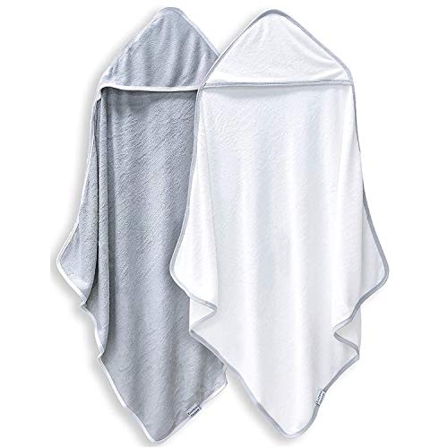 2 Pack Premium Bamboo Baby Bath Towel - Ultra Absorbent - Ultra Soft Hooded Towels for Babies,Toddler,Infant - Newborn Essential -Perfect Baby Registry Gifts for Boy Girl from BAMBOO QUEEN